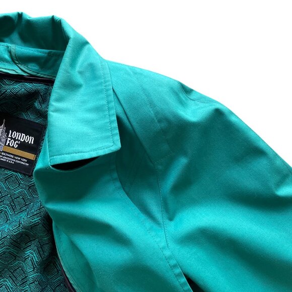 Vintage 1980s London Fog by Wamsutta Teal Trench Coat – Made in USA – Size 10P - Picture 11 of 16